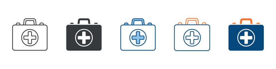 First Aid Kit Icon Set Multiple Style Collection 