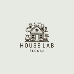 House lab logo design template vector illustration