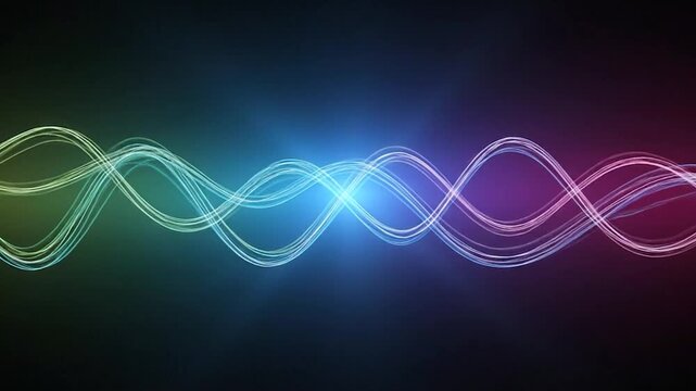 A vibrant abstract image showcasing flowing light waves across a spectrum of colors