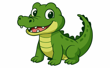 Fototapeta premium Cartoon illustration of a baby crocodile or alligator