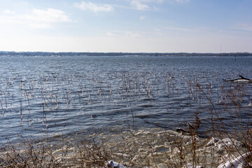 frozen river in winter