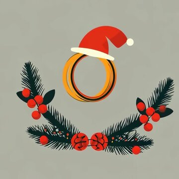 Christmas wedding rings holiday decoration.