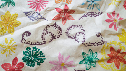 Colorful Floral Pattern on Fabric.