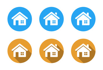 House, home icon set with long shadow. Real estate, residence, and property symbol