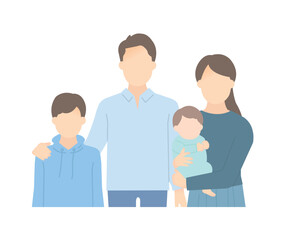 家族のイラストベクター素材（2世代4人）