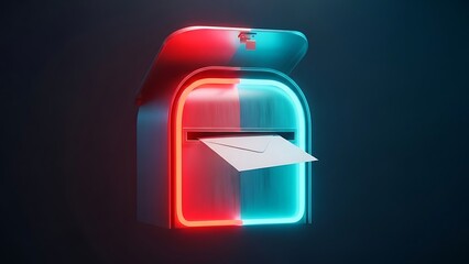 Futuristic Mail Delivery Icon with Glowing Light Design