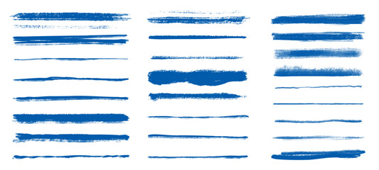 様々な線幅のかすれたブルーの線の素材