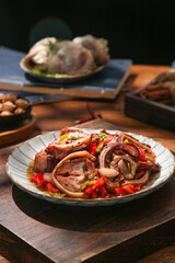 Crispy Fried Meat Rolls with Peppers - Asian Cuisine Food Photography