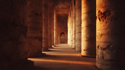Fototapeta premium Ancient Roman Cisterns with Dramatic Sunlight and Shadow Play.
