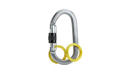 Obraz premium Carabiner with Rings Isolated on White Background