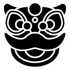 Lion Dance Head Solid Icon