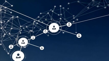 Abstract network connections with people icons on a blue background. - Powered by Adobe