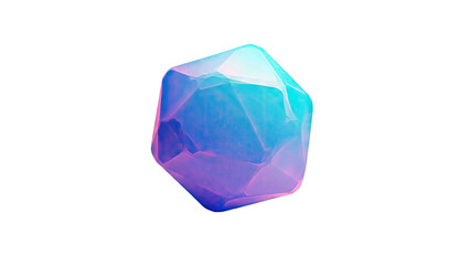 Abstract Crystal Floating on White Background