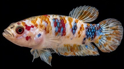 Detailed macro photograph showcasing the vibrant and intricate patterns of a betta fish