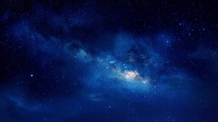 Fototapeta premium Celestial Vistas: Capturing the Milky Way's Starry Splendor in Deep Blue
