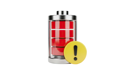 Low Battery Icon with Warning Symbol - 3D Render