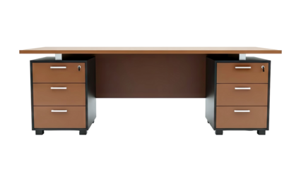 Modern Office Desk with Drawers Isolated on White