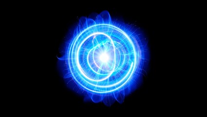 Obraz premium Blue energy orb pulsating with light and plasma, generating electric power and futuristic technology concept