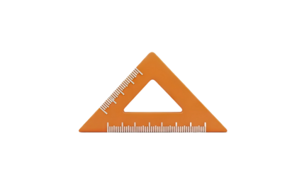 Orange Triangular Ruler with Measurement Markings Isolated on White