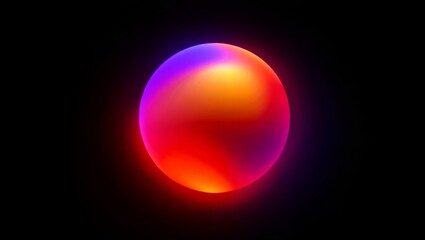 Glowing vibrant aurora orb with colorful abstract gradient merging red, orange, yellow, and purple light on black