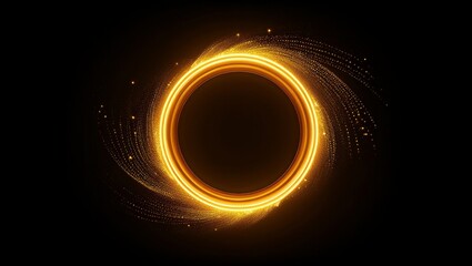 Golden light portal with glittering particles creating a swirling energy vortex on a dark background