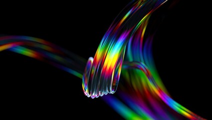 Abstract luminous tubes showing vibrant light spectrum colors, creating a dynamic, flowing, and futuristic visual on black