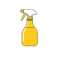 Yellow Plastic Spray Bottle Icon Isolated on White Background Vector Illustration