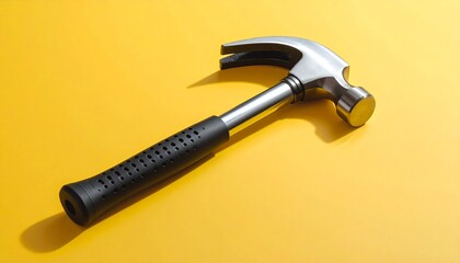 Hammer on Yellow Background.