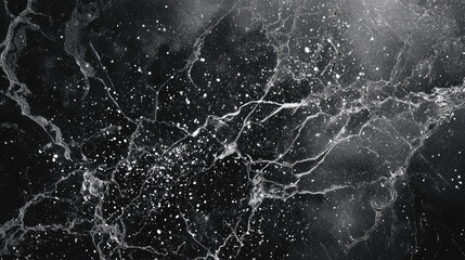 Obraz premium Hyper realistic photo showing white dust scratches concept. Abstract black marble texture with white veins and patterns.