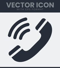 Fototapeta premium Ringing telephone receiver icon. Communication, contact, customer support, help, hotline, talk, speak, conversation, handset and more. Solid vector symbol illustration