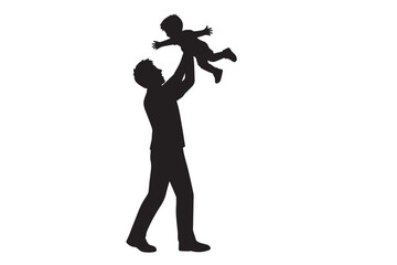 Playful lifting father child silhouette perfect for joyful family graphics.