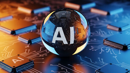 Ai globe icon isolated on white background