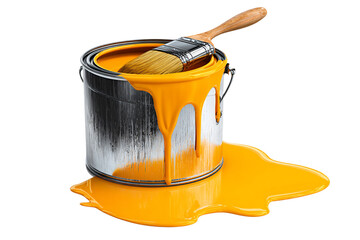 Paintbrush Resting on Yellow Paint Can