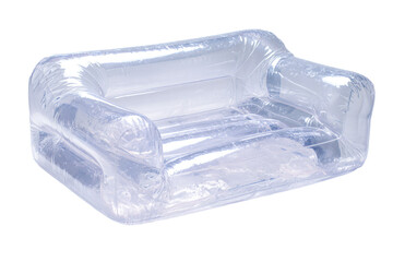 Transparent Inflatable Sofa on White Background