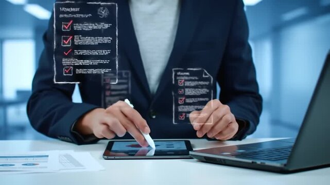 close up of a businessman holding a calculator
