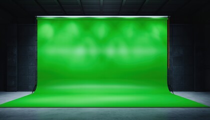 Green Screen Backdrop in Studio Setting for Photography Video Production
