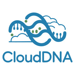 Obraz premium Cloud DNA vector logo template design using chromosome symbol perfect for science branding research technology website identity and genetic innovation themes