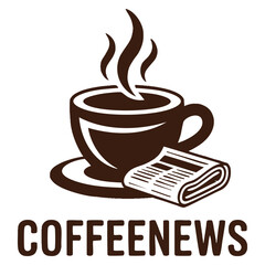Coffee news vector logo template featuring paper symbol perfect for caf branding business identity and creative coffee themed publication design