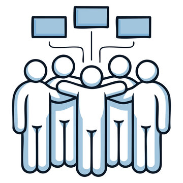 Color icon of protest event with protesters banners political protest social movement public opinion and collective action isolated vector illustration