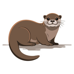 Cute brown otter funny animal character vector illustration on white background perfect for children educational poster or playful wildlife themed design