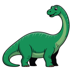 Cute green brontosaurus dinosaur isolated on white background ideal for child friendly designs cartoon animal themes and prehistoric illustration concepts © Nass Studio