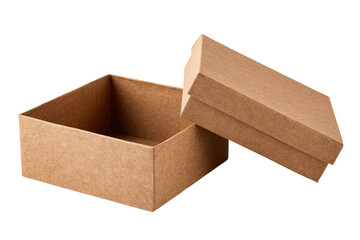 Open Brown Cardboard Box on White Background