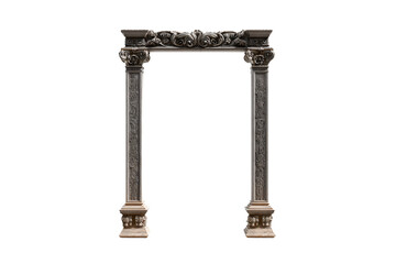 Ornate Stone Archway Against White Background