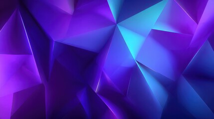 Abstract low poly mesh background with neon purple and blue  on blurred background