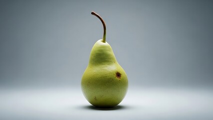 Green Pear on Grey Background