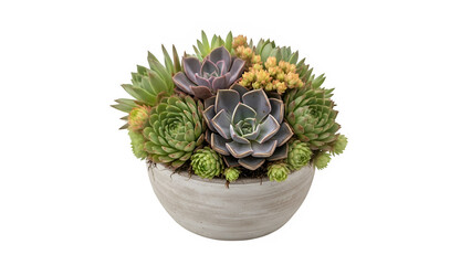 Naklejka premium Succulent plant arrangement in planter, isolated on white or transparent background. PNG