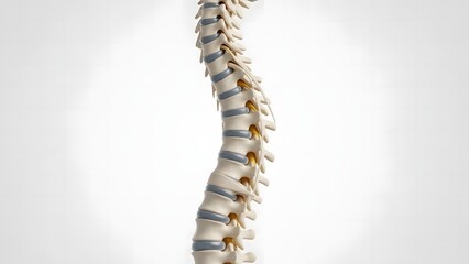 Obraz premium Human Spine Segment 3D Render of Vertebrae and Intervertebral Discs Isolated on White Background