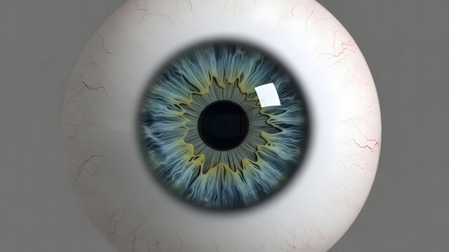 Human Eyeball Close-Up 3D Render With Detailed Iris and Pupil Isolated on Gray Background
