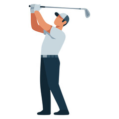 Fototapeta premium Golf player man character vector illustration enjoying recreation activity with club perfect for sports hobby leisure and active lifestyle themed designs