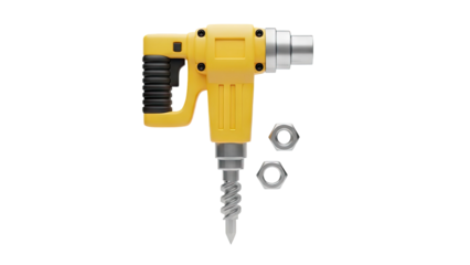 Yellow Power Drill with Bits and Nuts